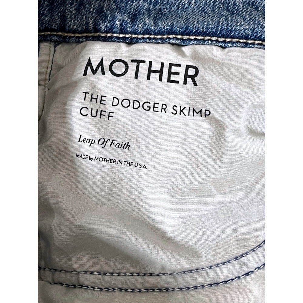 MOTHER Dodger Skimp Cuff Jeans SZ 28 Leap of Faith Straight Light Wash USA - Picture 9 of 12